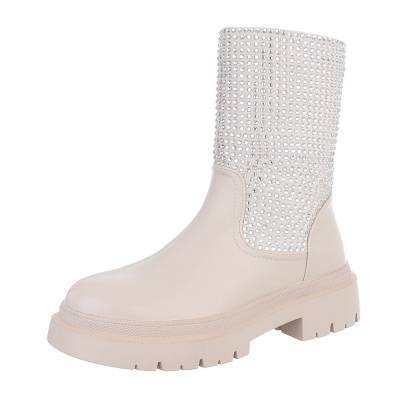 Platform ankle boots for women in beige