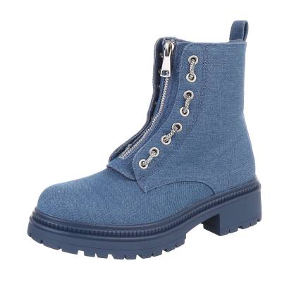 Platform ankle boots for women in blue