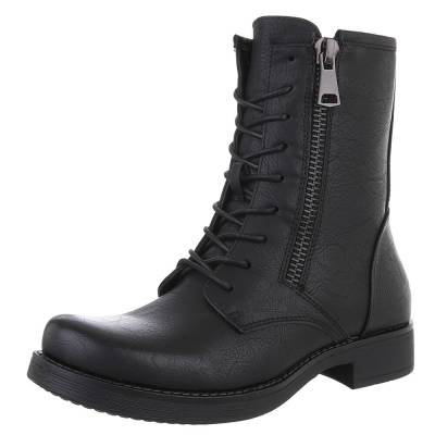 Flache Stiefeletten für Damen in Schwarz