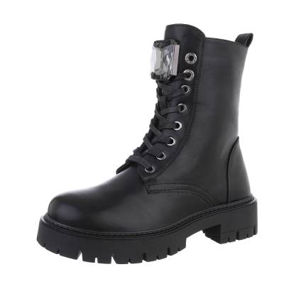 Lace-up ankle boots for women in black