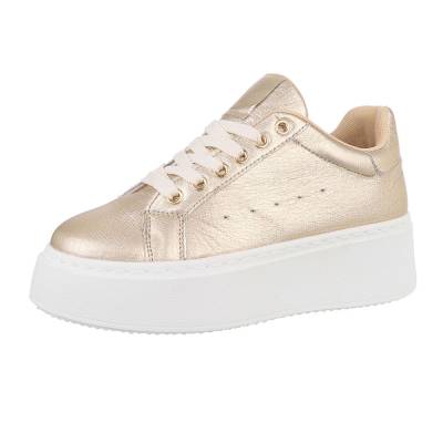 Low-top sneakers for women in gold and white