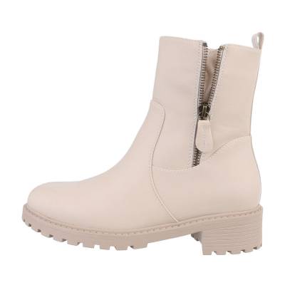 Flat ankle boots for women in beige