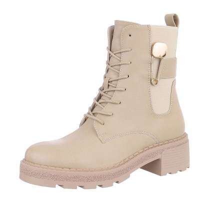 Schnürstiefeletten für Damen in Beige