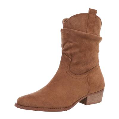 Flache Stiefeletten für Damen in Camel