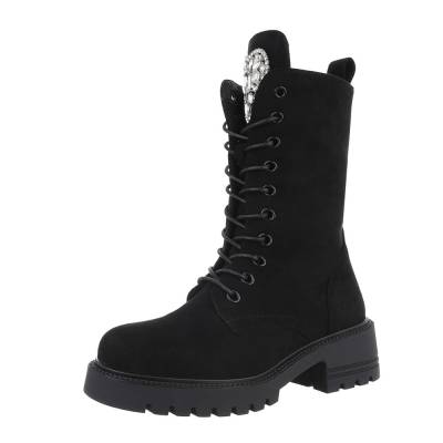 Lace-up ankle boots for women in black