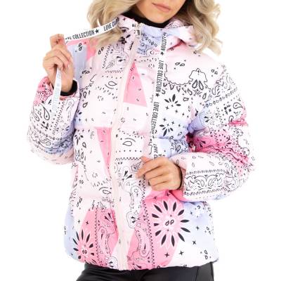 Between-seasons jacket for women in pink and white